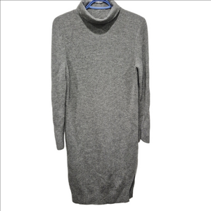 AllSaints Muriel Wool Cashmere Blend Ribbed Turtleneck Gray Dress
